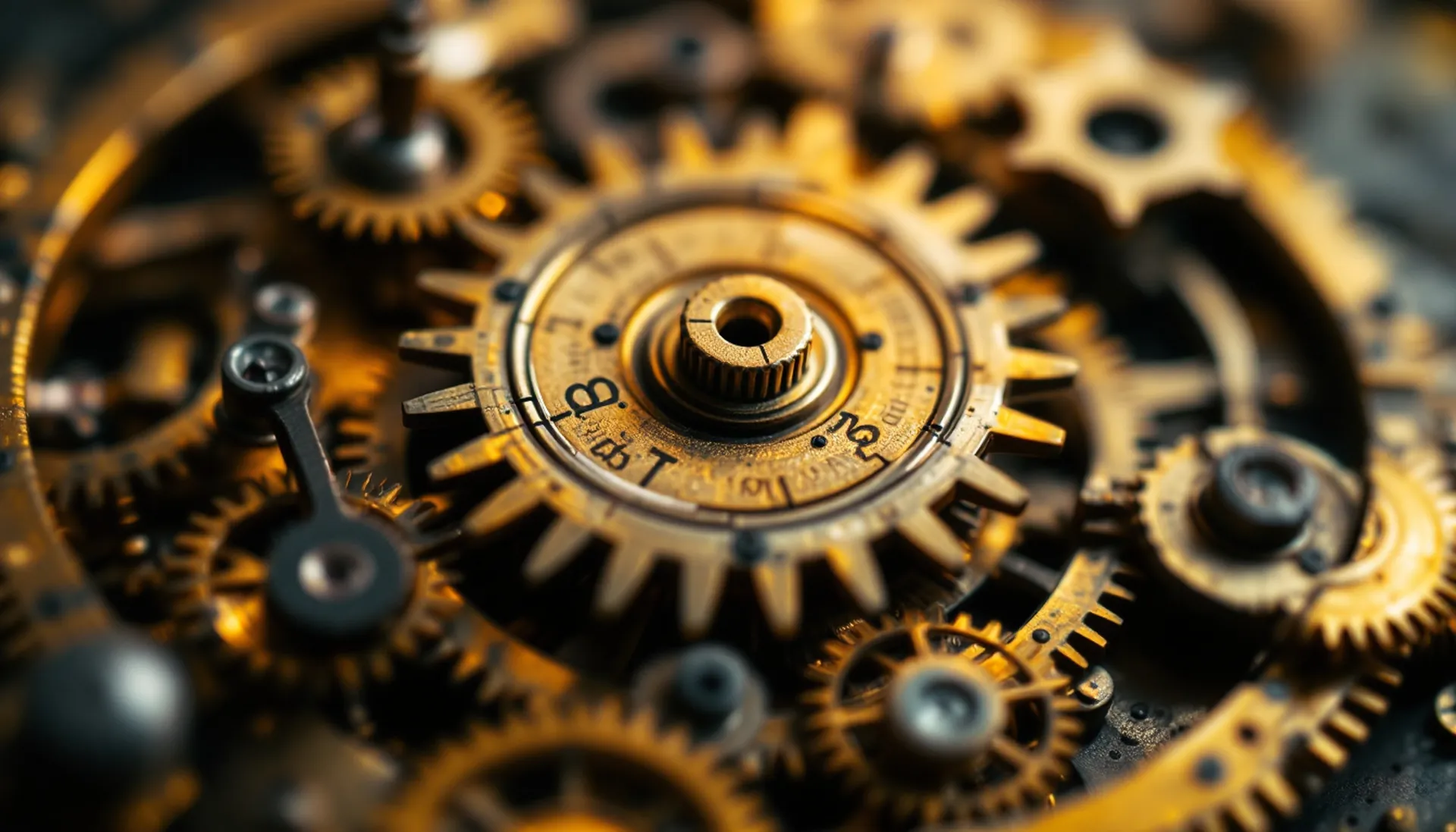 Close view of the interlocking brass gears of an old mechanical clock movement, GearboxPolicy personal loan requests $100 to $5,000